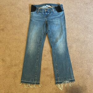 Isabel maternity, ankle length, straight leg, raw hem maternity jeans